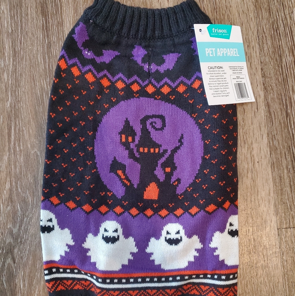 Frisco Spooky Ghost Dog & Cat Sweater - Size Medium *NWT*